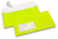 Neonkuvert - gula, med fönster 45 x 90 mm, fönstrets placering är 20 mm från vänster och 15 mm från botten | Kuvertland.se