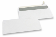 Vita kuvert, 110 x 220 mm (DL), 80 gram, förseglingsremsa, vikt vardera ca. 4 g.  | Kuvertland.se