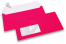 Neonkuvert - rosa, med fönster 45 x 90 mm, fönstrets placering är 20 mm från vänster och 15 mm från botten | Kuvertland.se