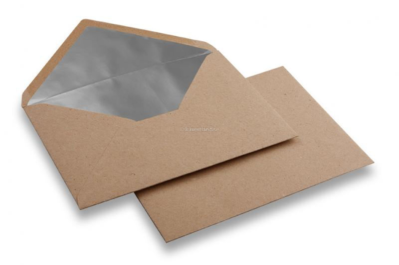 Fodrade kuvert i kraftpapper - 114 x 162 mm (C 6) Silver