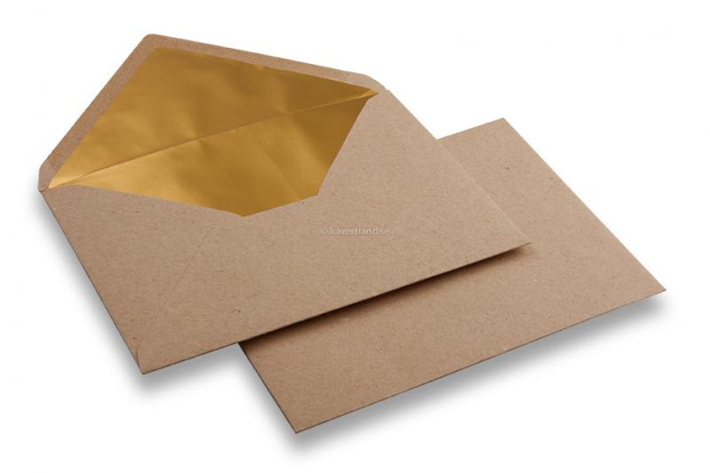 Fodrade kuvert i kraftpapper- 114 x 162 mm (C 6) Guld