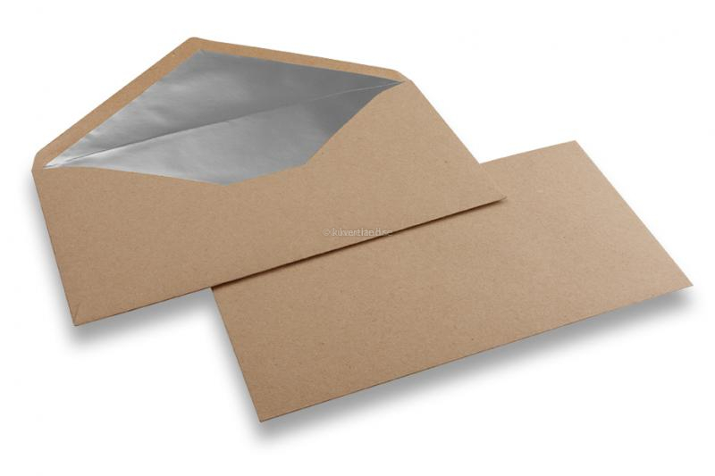 Fodrade kuvert i kraftpapper - 110 x 220 mm (EA 5/6) Silver