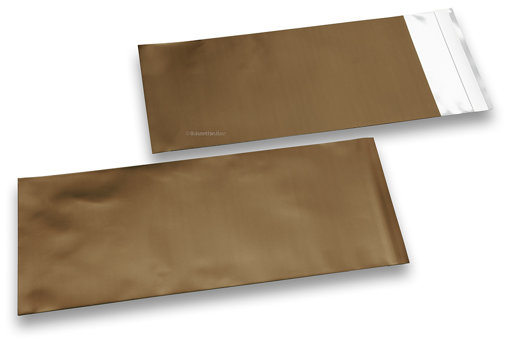 Brons färgade foliekuvert i matt metall - 110 x 220 mm