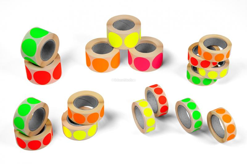 Runda färgade etiketter 