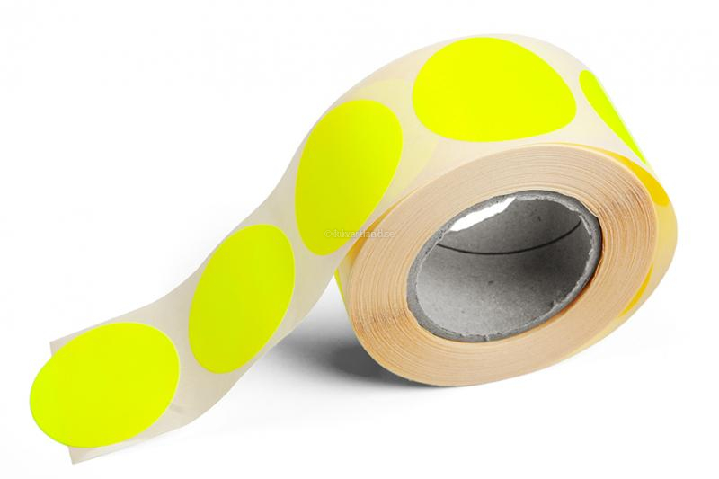 Runda färgade etiketter - Gula