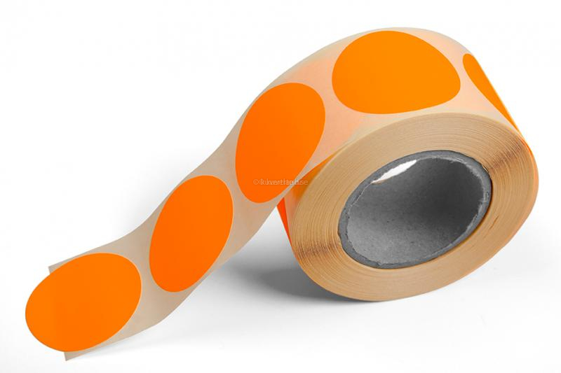 Runda färgade etiketter - Orangea