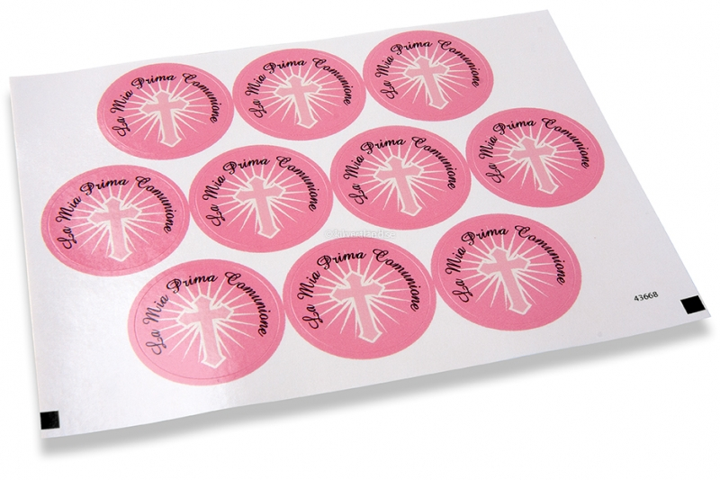 Konfirmatipå kuvertförseglingar - la mia prima comunione rosa kors