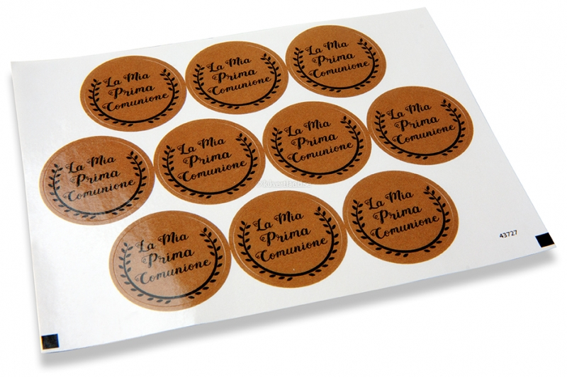 Konfirmatipå kuvertförseglingar - la mia prima comunione bruna med svart krans