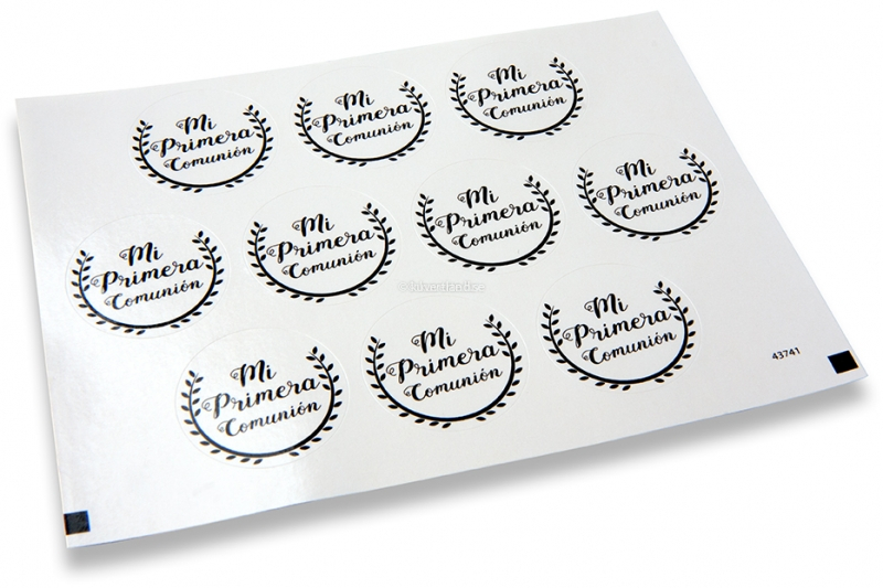 Konfirmatipå kuvertförseglingar - mi primera comunión vita med svart krans