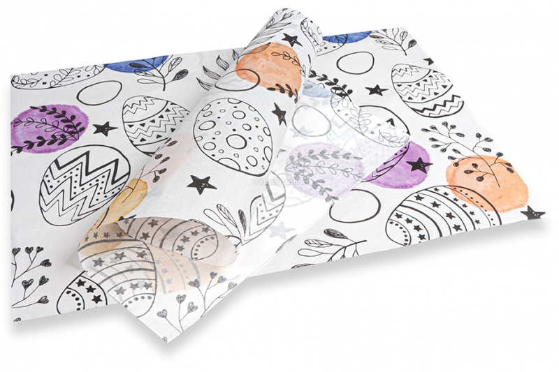 Silkespapper med påskmotiv - svart med färger