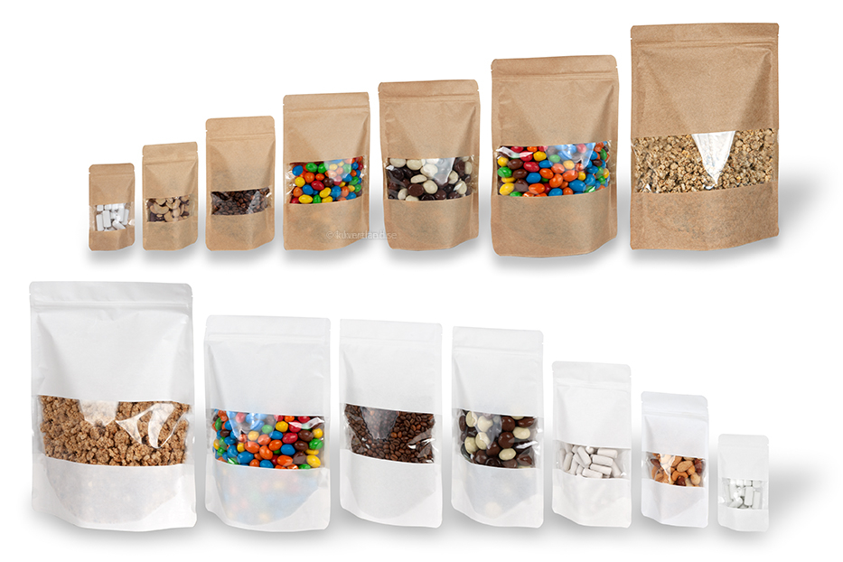 Zippåsar av kraftpapper med fönster