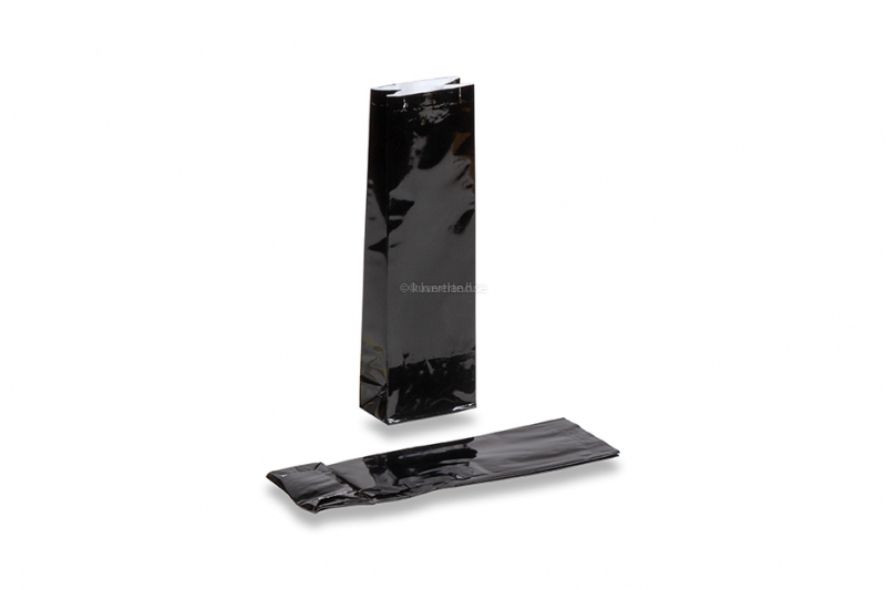 Färgade papperspåsar med stadig botten - svart 55 x 30 x 175 mm, 50 gram