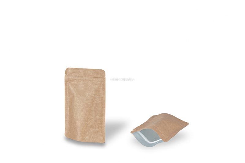 Zippåsar av brunt kraftpapper - 110 x 185 x 70 mm, 250 ml