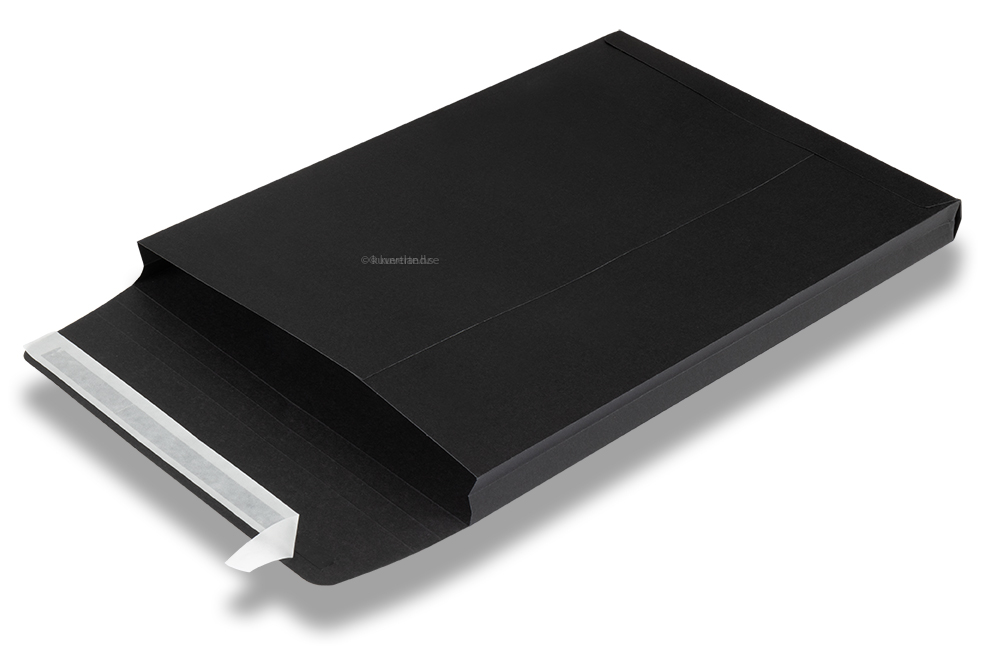 Färgade kilade kuvert V-botten - svart, 229 x 324 x 25 mm