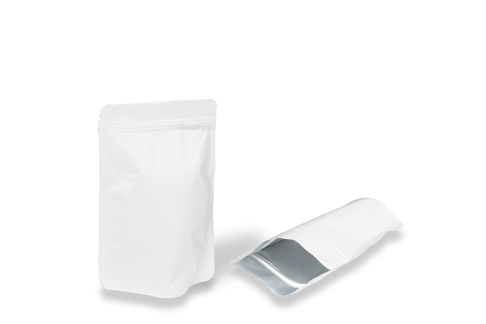 Zippåsar av vit kraftpapper - 130 x 225 x 70 mm, 500 ml