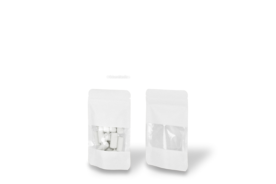 Zippåsar av kraftpapper med fönster - vit, 85 x 145 x 50 mm, 100 ml