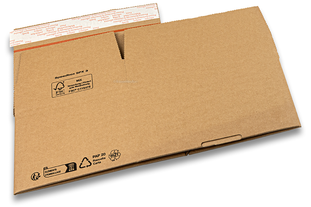 Kartong med snabbotten - brun, 213 x 153 x 109 mm - SPX3