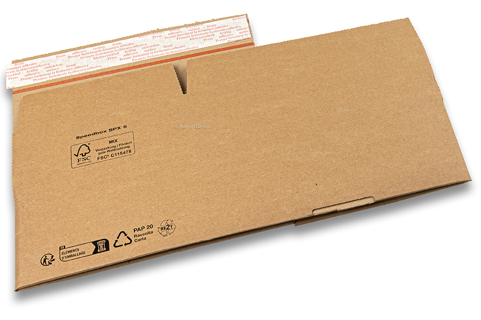 Kartong med snabbotten - brun, 230 x 130 x 80 mm - SPX5