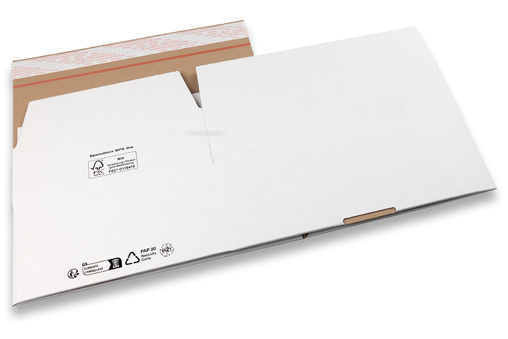 Kartong med snabbotten - vit, 310 x 230 x 110 mm - SPX9