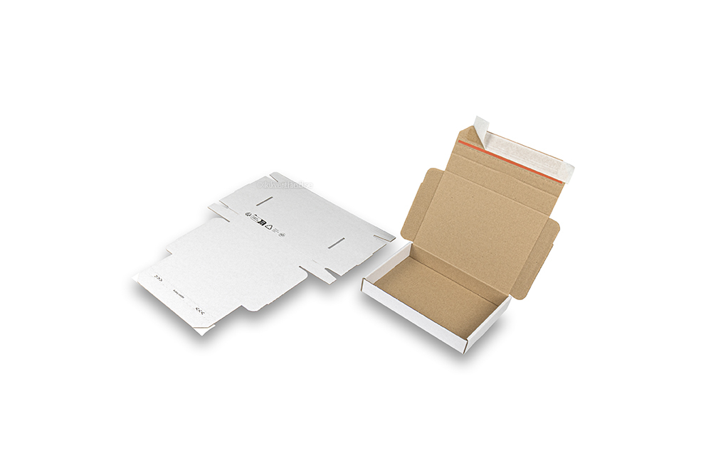 Brevpack med topplock och förseglingsremsa - 160 x 120 x 25 mm (A6), vit